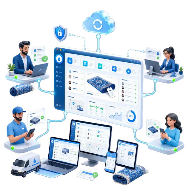 برنامه قالیشویی تحت وب دسترسی آنلاین به برنامه مدیریت قالیشویی در همه دستگاهها