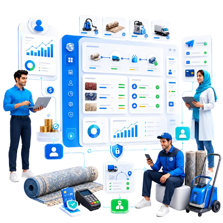 نرم‌افزار مدیریت قالیشویی، سفارش‌ها، فاکتور و پرداخت