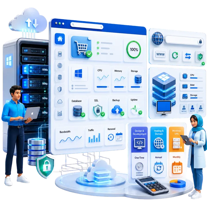هاست، دامنه و سرور مجازی ویندوز برای فروشگاه اینترنتی